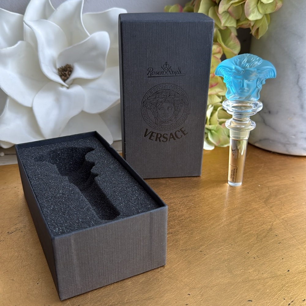 NIB! Versace Rosenthal Crystal Wine Stopper